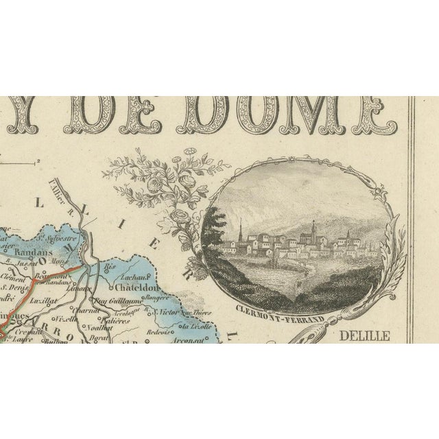 Antique Map of Puy-De-Dôme by Vuillemin, 1850 For Sale - Image 11 of 12