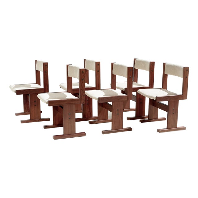 Vintage Stained Oak and Bouclé Dining Chairs by Poul H. Poulsen for Gangsø Møbler, Denmark, 1960s, Set of 6 For Sale