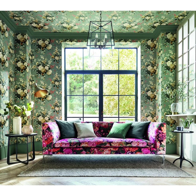 Traditional Sanderson Stapleton Park Wallpaper in Ink/Broncho - a Sample For Sale - Image 3 of 5