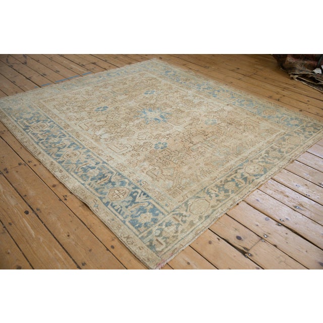 Vintage Distressed Heriz Square Carpet - 5'10" x 6'6" For Sale - Image 9 of 10