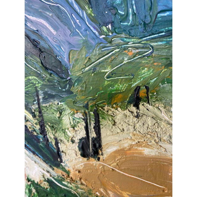 Vintage Abstract Expressionist Impasto Landscape Painting on Board in Handmade Wood Frame 12" X 15" For Sale - Image 4 of 10