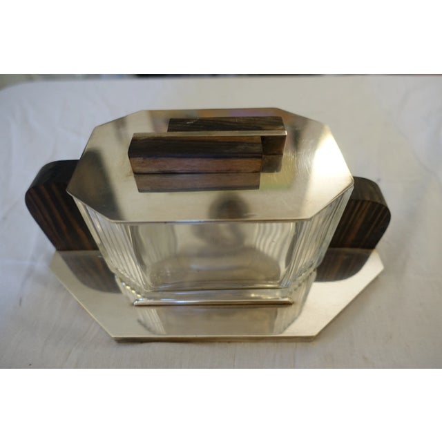 Art Deco Glass and Chrome Metal Biscuit Jar, 1930s For Sale - Image 3 of 5