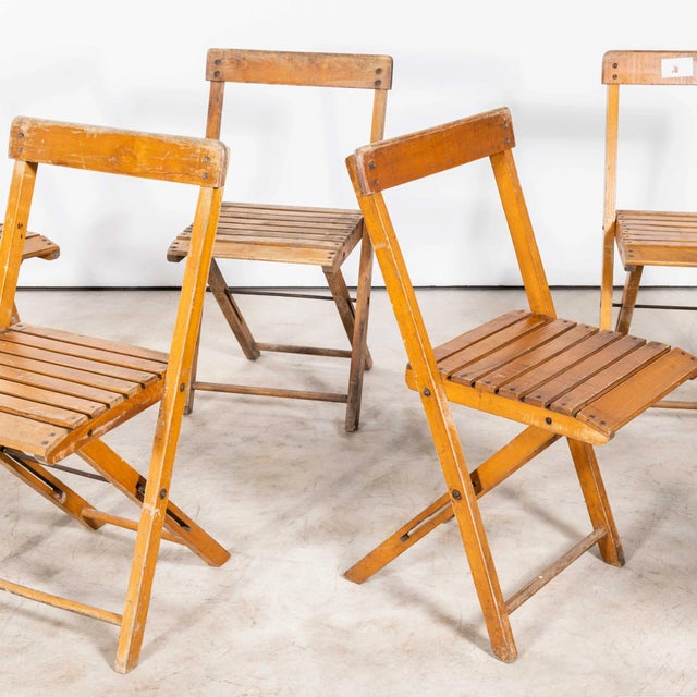 Vintage Beech Bar Back Folding Chair, 1960s, Set of 4 For Sale - Image 6 of 11
