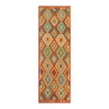 Early 21st Century Early 21st Century Abstract Kilim Rust Blue Hand Woven Rug - 1'11" X 6'5" For Sale