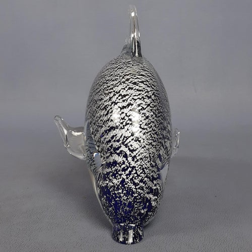 Sommerso Silver & Murano Glass Dolphin Sculpture by Fabio Tosi, 1970s Models & Figurines
