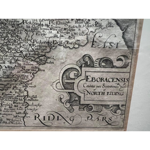 1607 Britannia, William Camden Antique Map - First Published Map of the North Riding, England - Printed 1607 For Sale - Image 9 of 11