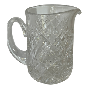 1990s Waterford Irish Cut Crystal Shannon Jubilee Handled Water Pitcher 6" Tall