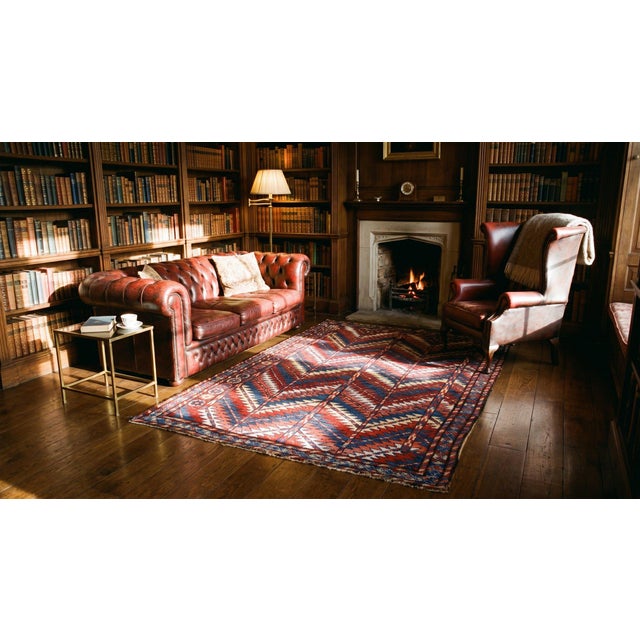 Marvelous Multi Color With Dynamic Zigzag Geometric Desing Antique Persian Quchan Rug For Sale - Image 12 of 12
