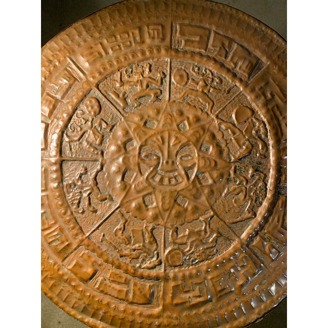 Metal Studio Artist Made Copper Aztec South American Small Side Table For Sale - Image 7 of 16