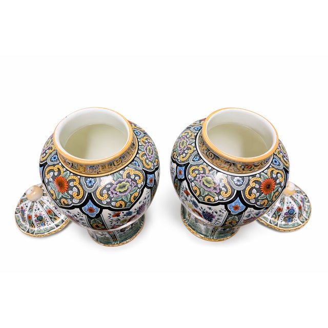 Polychrome Lidded Vases by De Sphinx, 1970s, Set of 2 For Sale - Image 6 of 11