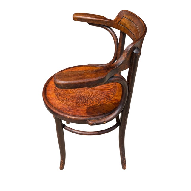 Antique Bentwood Armchair by Fischel. Wonderful wood pattern on the seat.