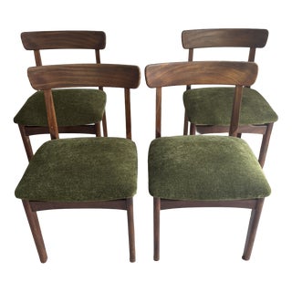 Scandinavian Green Velvet Chairs, 1970s, Set of 4 For Sale