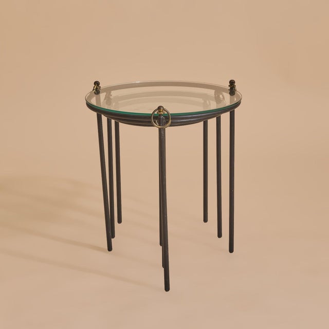 Trio of French Round Nesting Tables by Jacques Adnet, 1950s For Sale - Image 9 of 12