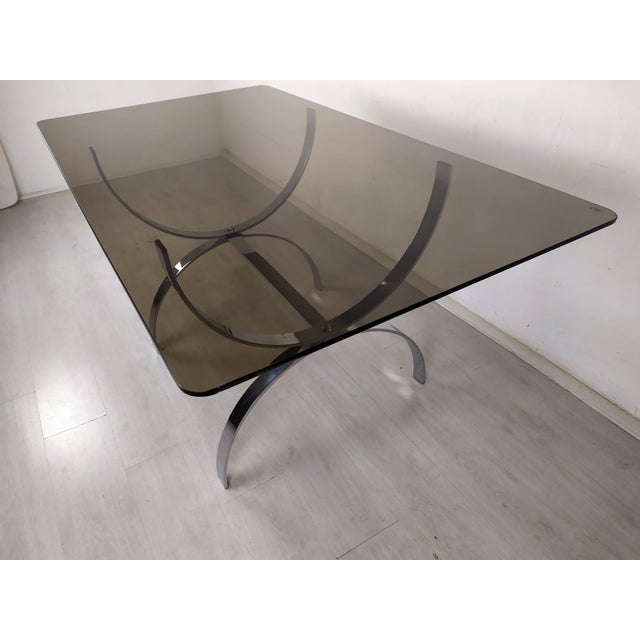 Black Vintage Glass Chrome Office Desk, 1970s For Sale - Image 8 of 18
