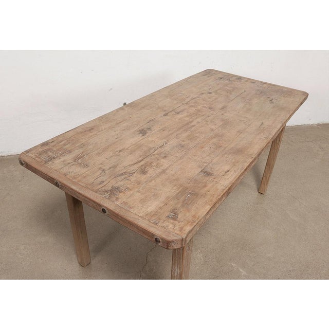 Farmhouse Vintage Chinese Elm Dining Table For Sale - Image 3 of 4