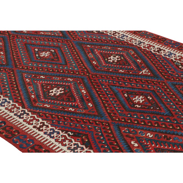 Flat-Woven In Turkey Originating Between 1950-1960, This Vintage Midcentury Fethiye Wool Rug Enjoys A Classically...