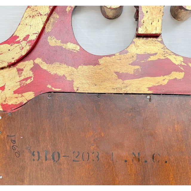 Vintage Regency Style Red Parcel Gilt Chippendale Wall Mirror - Newly Painted For Sale - Image 10 of 11