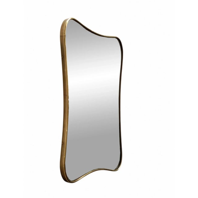 Gold Italian Brass Wall Mirror by Gio Ponti, 1960s For Sale - Image 8 of 9