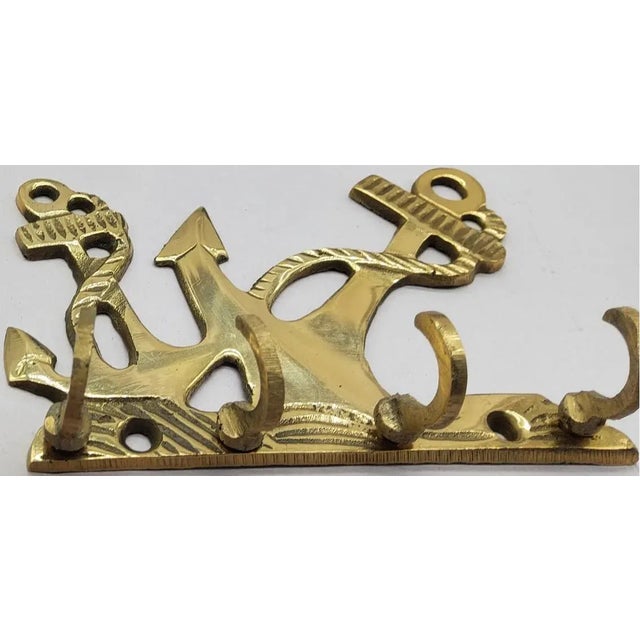 Traditional 1970s Vintage Brass Nautical Anchors Wall Key Rack For Sale - Image 3 of 3