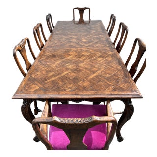 Guy Chaddock Almont Collection French Country Dining Chairs, Set of 8, Carved Wood With Custom Velvet Upholstery For Sale