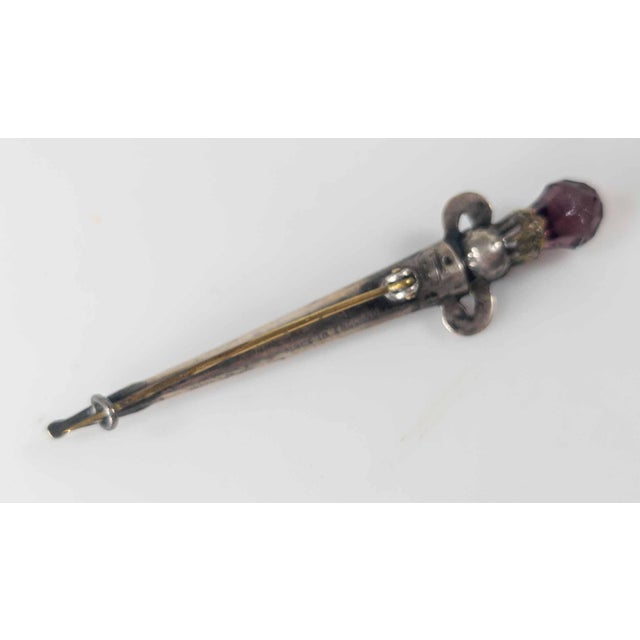 Silver Early 20th Century English Scottish Sterling Silver Dirk Pin With Jasper and Amethyst Glass For Sale - Image 8 of 9