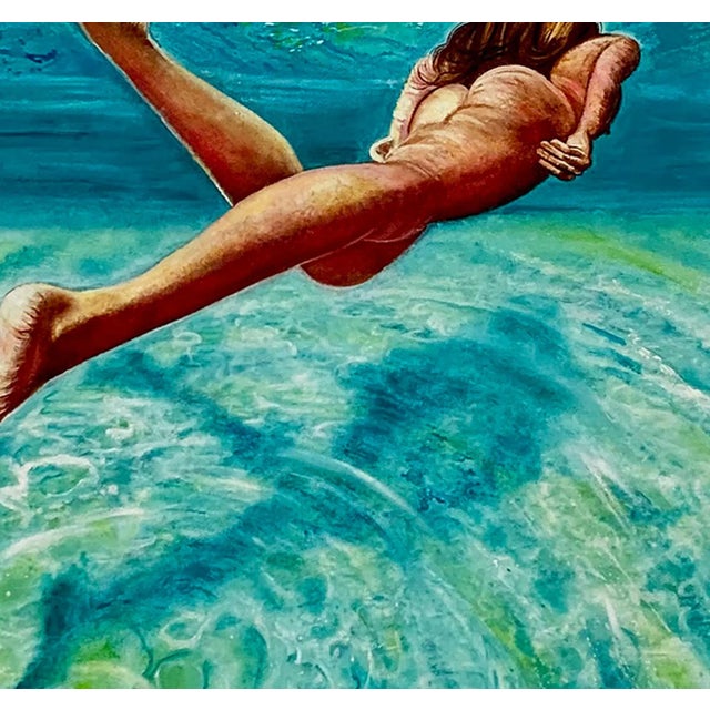 Turquoise Anastasia Gklava, Floating Weightlessly, 2021, Oil on Canvas For Sale - Image 8 of 10