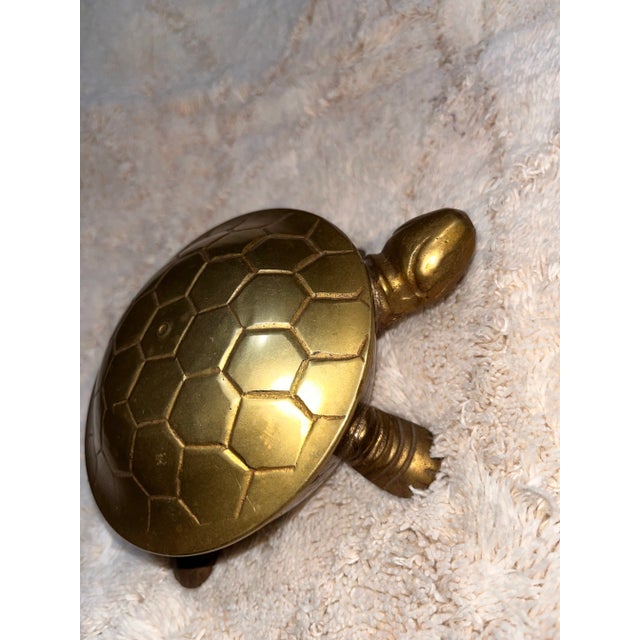 1970s Mid-Century Modern Brass Turtle Keepsake Cone/Loose Incense Herb Burner Ashtray For Sale - Image 10 of 12