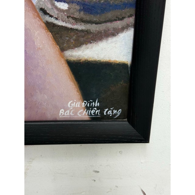 Gia Dinh Bac Chien Tang "Young Women With a Lilies" Reproduction Print, Framed For Sale - Image 11 of 12