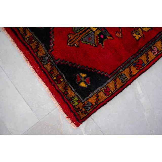 Hand Knotted Small Turkish Rug. Organic Wool 1960's Entryway Decor DoorMat, Accent Rug - 21'' X 42'' For Sale - Image 10 of 12