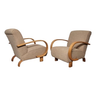Art Deco Lounge Chairs by Jindřich Halabala, 1950s, Set of 2 For Sale