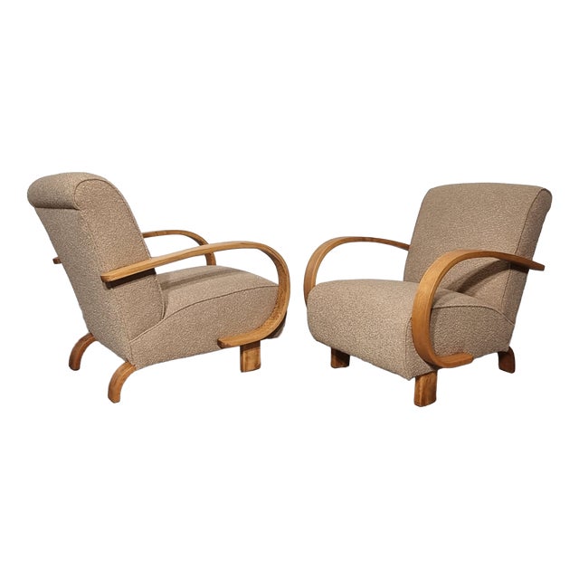 Art Deco Lounge Chairs by Jindřich Halabala, 1950s, Set of 2 For Sale