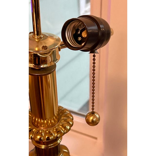 Metal Vintage Stiffel Style Brass Lamp With Double Sockets For Sale - Image 7 of 12