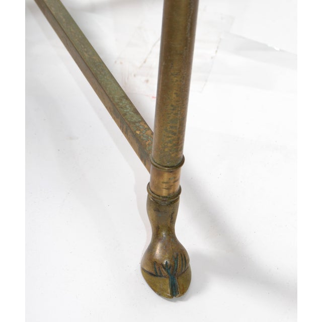 1970s Hollywood Regency Mastercraft Brass Hoof Feet Coffee Table Racetrack Glass Top For Sale - Image 10 of 15