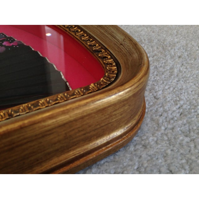 Wood Antique Shadow Box-Framed Hand Painted Fan - Spain For Sale - Image 7 of 11