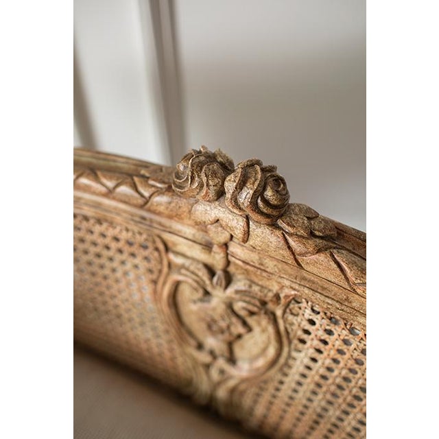 1990's Design Source Ltd. French Country Louis XVI Style Double-Cane Banquette Settee For Sale - Image 9 of 17