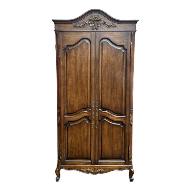 Mid 20th Century French Carved Armoire For Sale