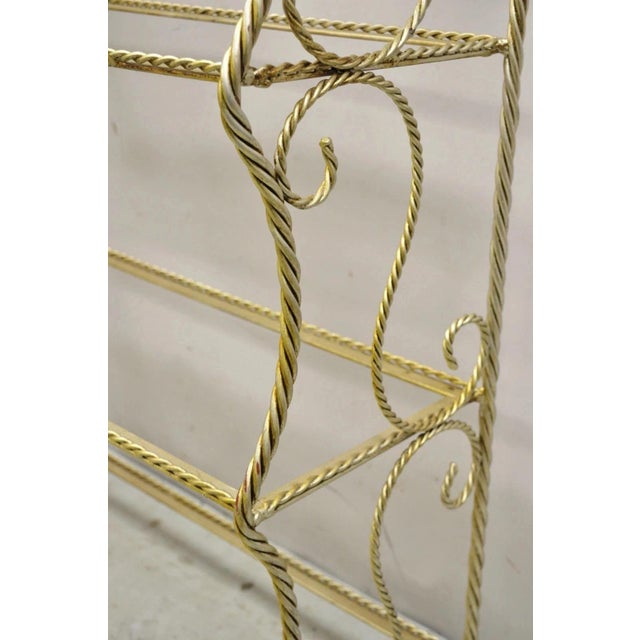 Metal Mid 20th Century Italian Hollywood Regency Iron Rope Tassel Silver Gold 5 Tier Etagere Bookcase For Sale - Image 7 of 12