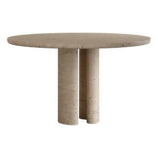 Roman Dining Table II in Roman Travertine by Paloma Editions For Sale