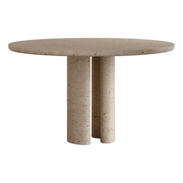 Roman Dining Table II in Roman Travertine by Paloma Editions For Sale