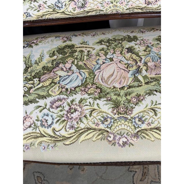 Vintage French Louis XV Style Upholstered Romantic Settee / Loveseat Settee For Sale - Image 11 of 18