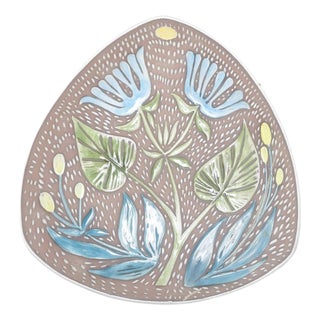 Vintage Decorative Ceramic Dish with Floral Pattern by Mari Simmulson for Upsala-Ekeby, 1950s For Sale