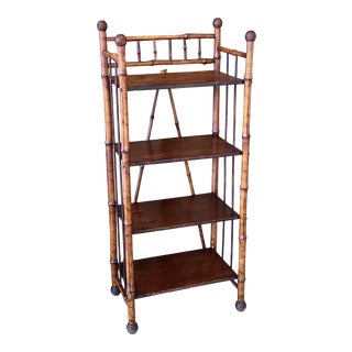 Antique Coastal English Victorian Bamboo Shelf For Sale