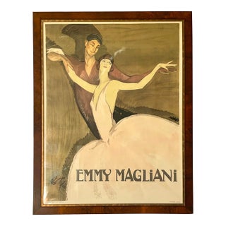 Vintage Boho Monumental French “Emmy Magliani” Ballet Advertisement Poster For Sale