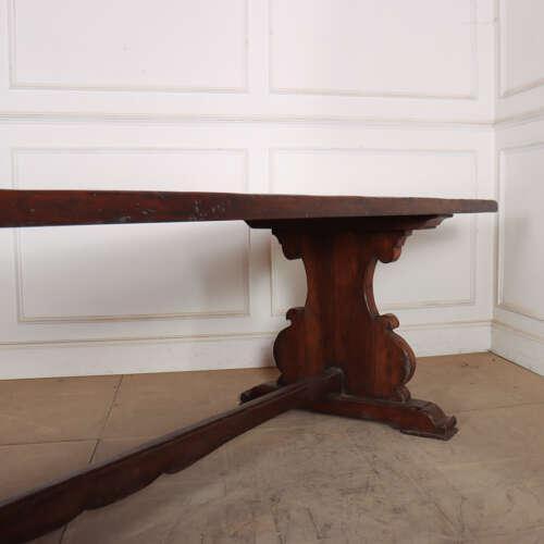 1920s Italian Walnut Trestle Table, 1920s For Sale - Image 5 of 9