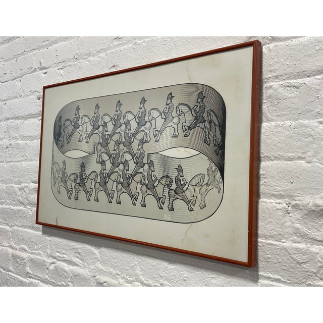 Mid Century Modern Framed m.c. Escher Horsemen Print | Vintage MCM Art For Sale In New York - Image 6 of 15