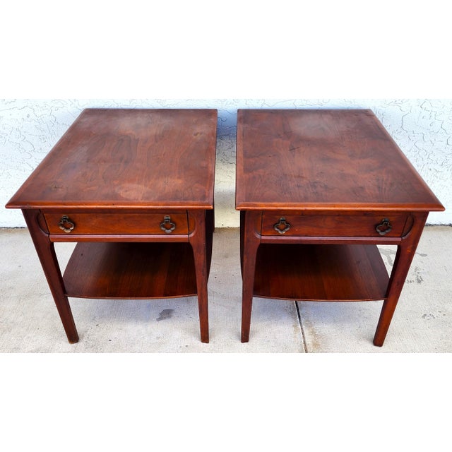 1970s Mid Century Walnut End Tables Pair MCM For Sale - Image 5 of 12