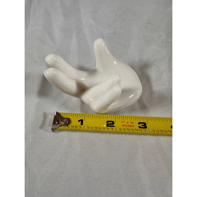 Mid-Century Modern Super Cute, White Ceramic Hand Business Card Holder For Sale - Image 3 of 5