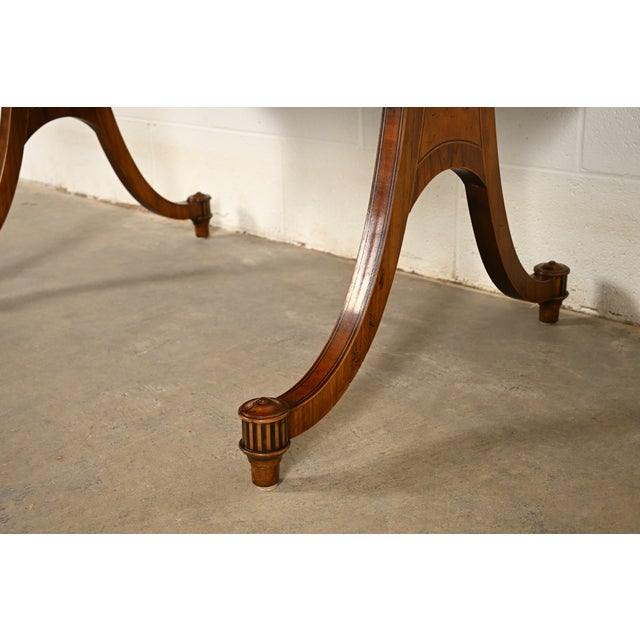 Baker Furniture Regency Inlaid Yew Wood Writing Desk or Console Table, Circa 1980s For Sale - Image 13 of 17