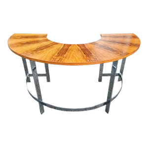 Vintage Hans Brattrud Rosewood & Chrome U-Shape Writing Table