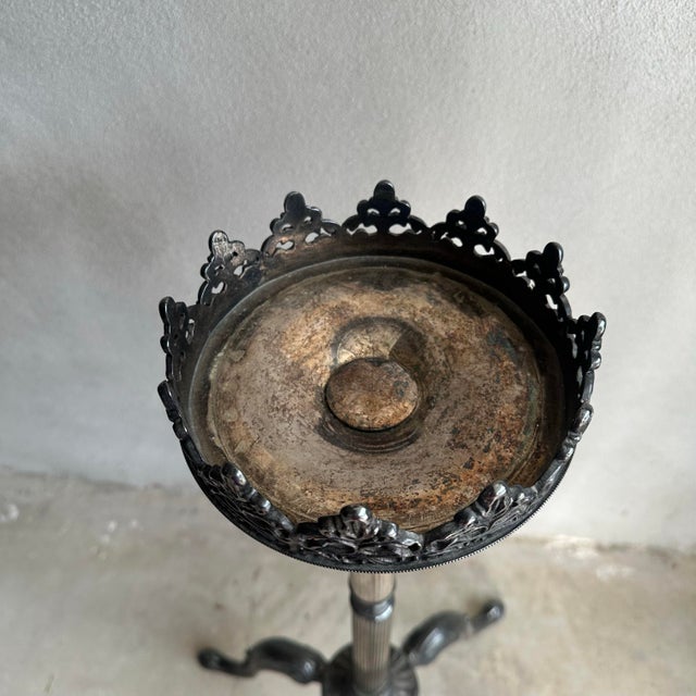 Glass Vintage William Adams Italian Crystal Ice Bucket and Silver Plated Stand For Sale - Image 7 of 11